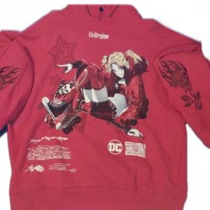CIVIL REGIME X HARLEY QUINN EMBROIDERED ROSE RED HOODIE - MEDIUM
